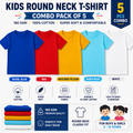 Kids Plain Round Neck T-Shirt Combo Pack of 5 PCS