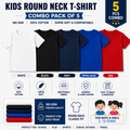 Kids Plain Round Neck T-Shirt Combo Pack of 5 PCS