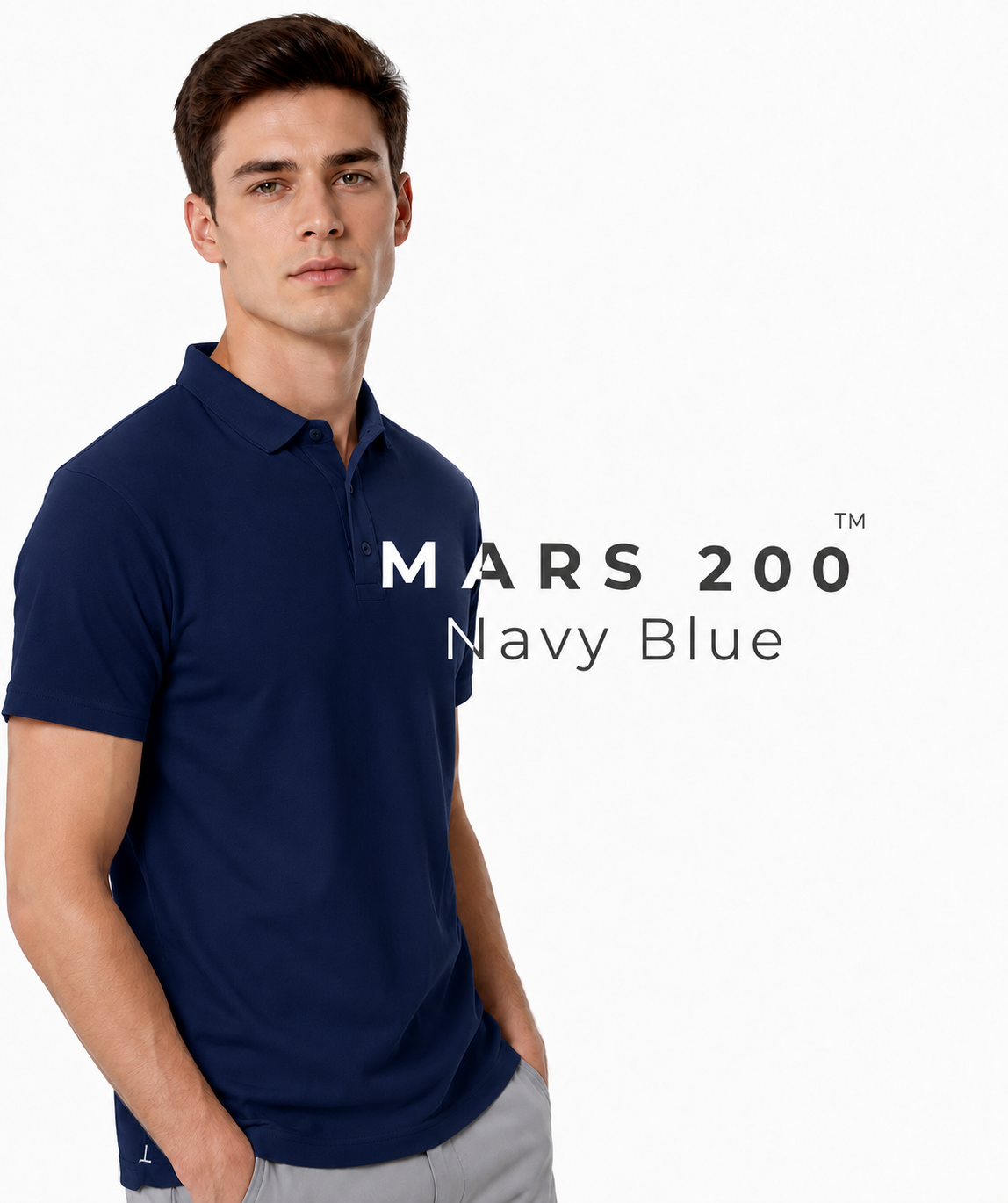 Mars 200 Navy Polo Shirt Elegant short-sleeve polo in rich navy polo