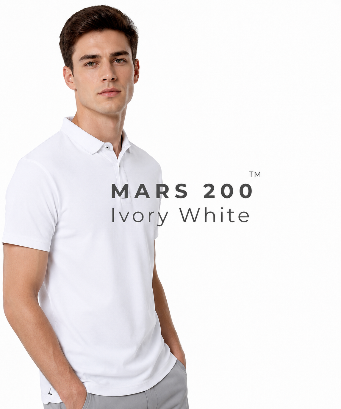 Mars 200 white Polo Shirt Elegant short-sleeve polo in rich white color