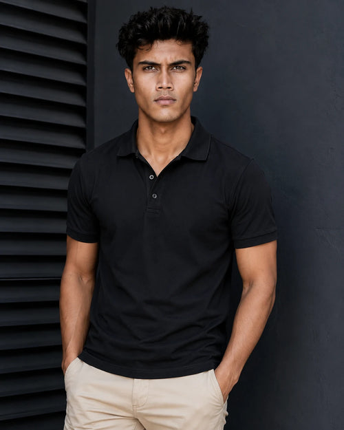 Black Mercerized Polo T-Shirt 260 GSM