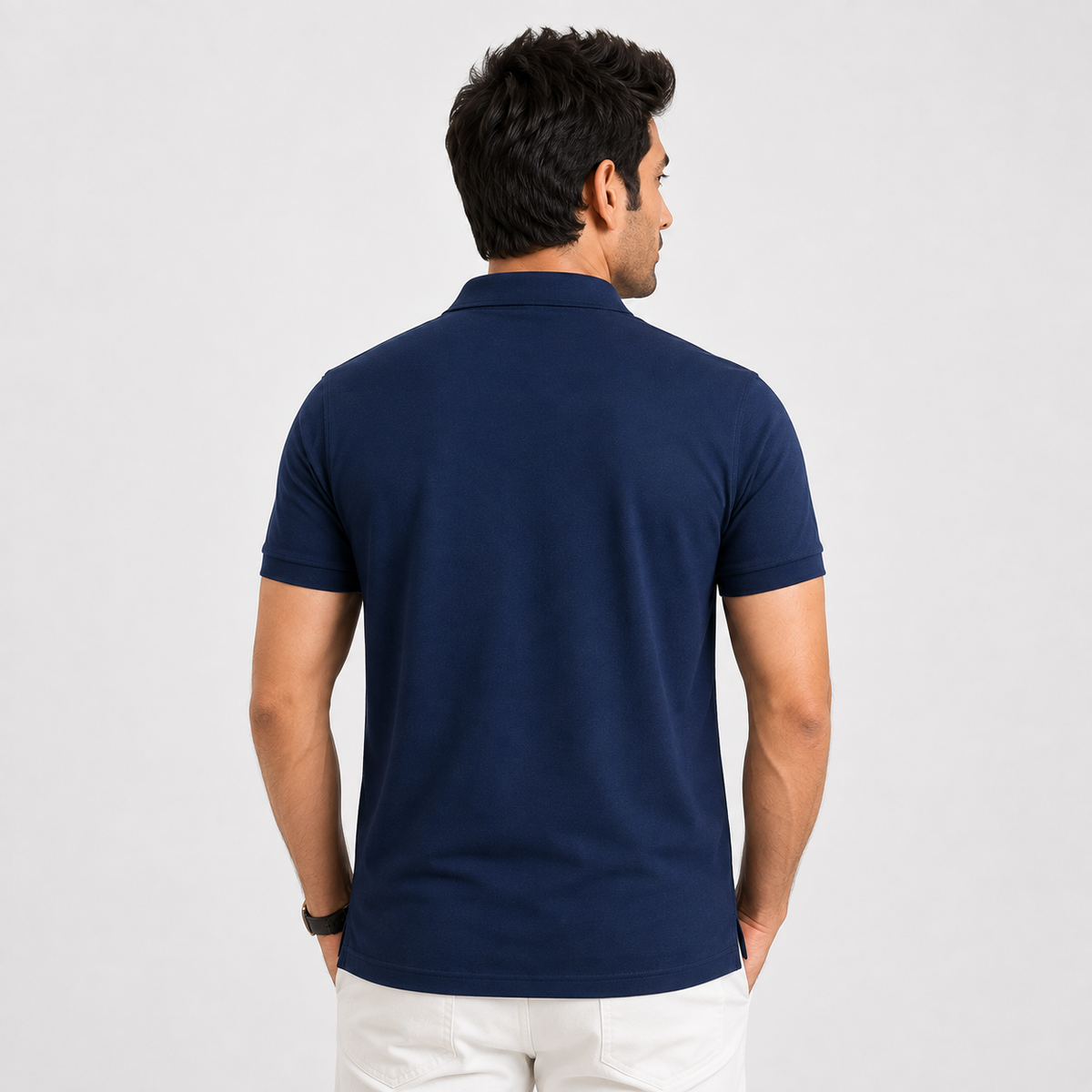Navy Blue Poly Cotton Polo T-Shirt 60% Cotton 40% Polyester