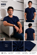Men's Plain Navy Round Neck T-Shirt 180 GSM Combed Cotton