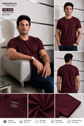 Men's Plain Marron  Round Neck T-Shirt 180 GSM Combed Cotton