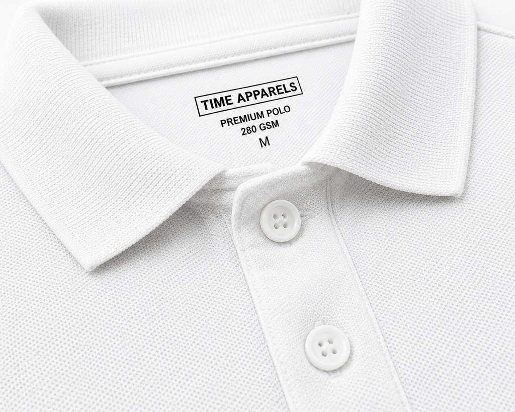 White 280 GSM Cotton Polo T-Shirt Premium Heavy Cotton