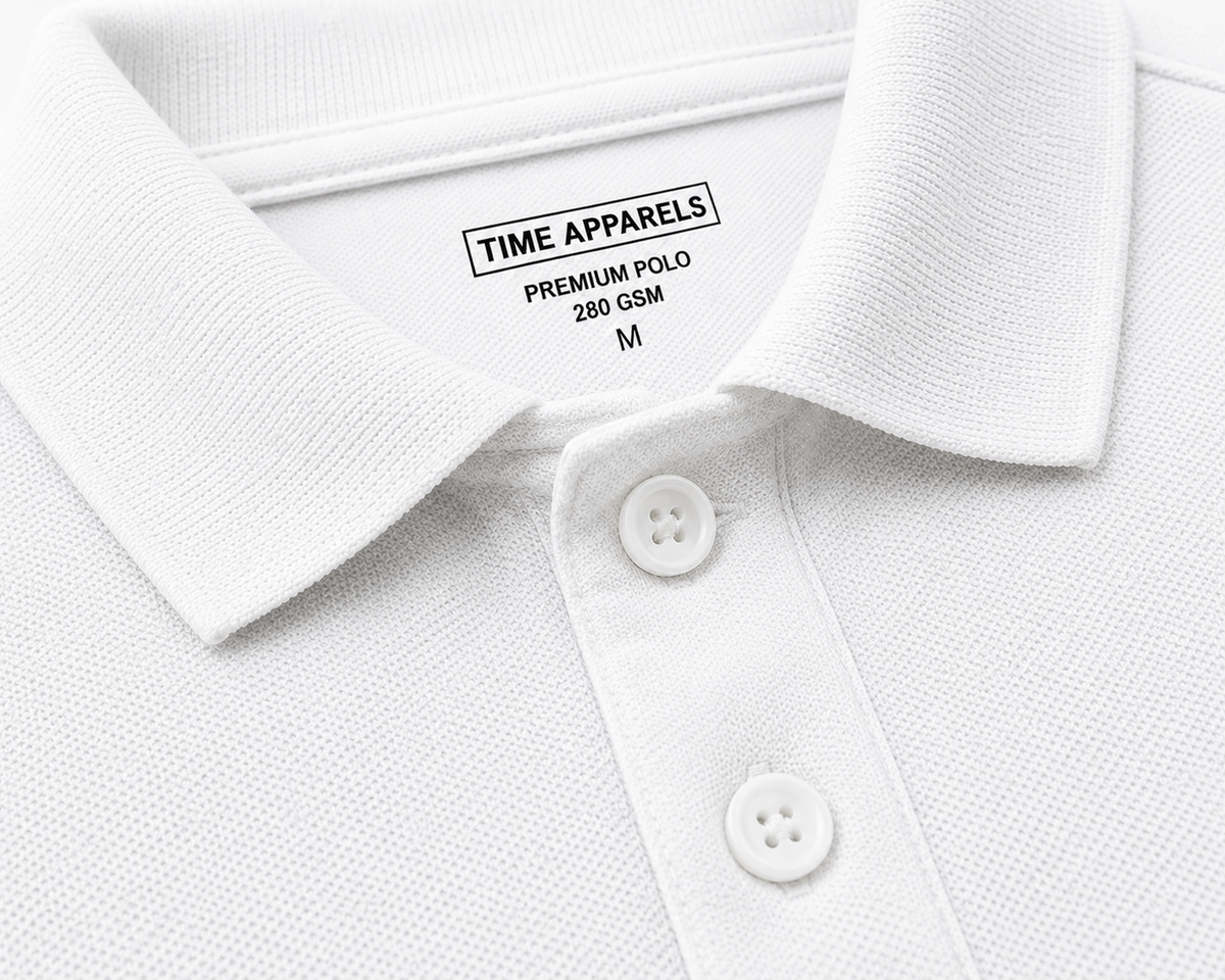 White 280 GSM Cotton Polo T-Shirt Premium Heavy Cotton