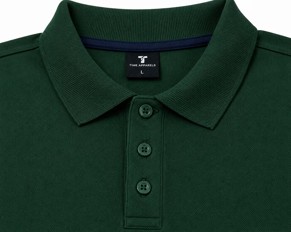 Bottle Green 280 GSM polo T-shirt, front view
