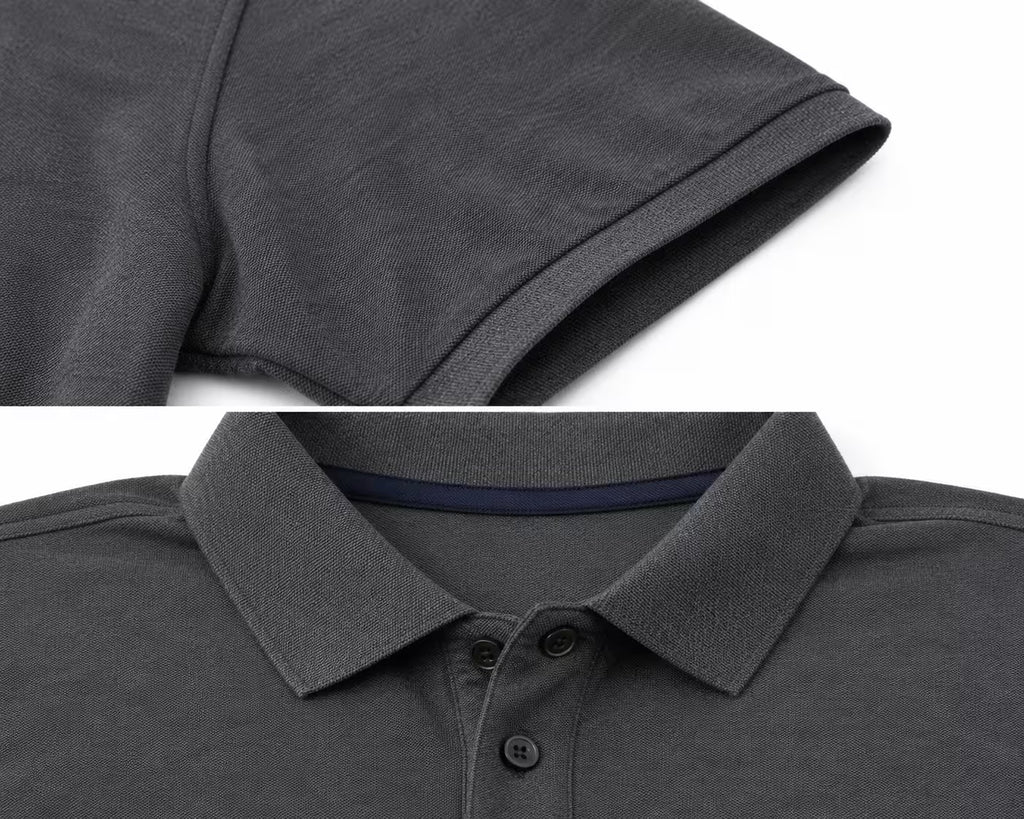 Charcoal Mélange 280 GSM polo T-shirt, product view