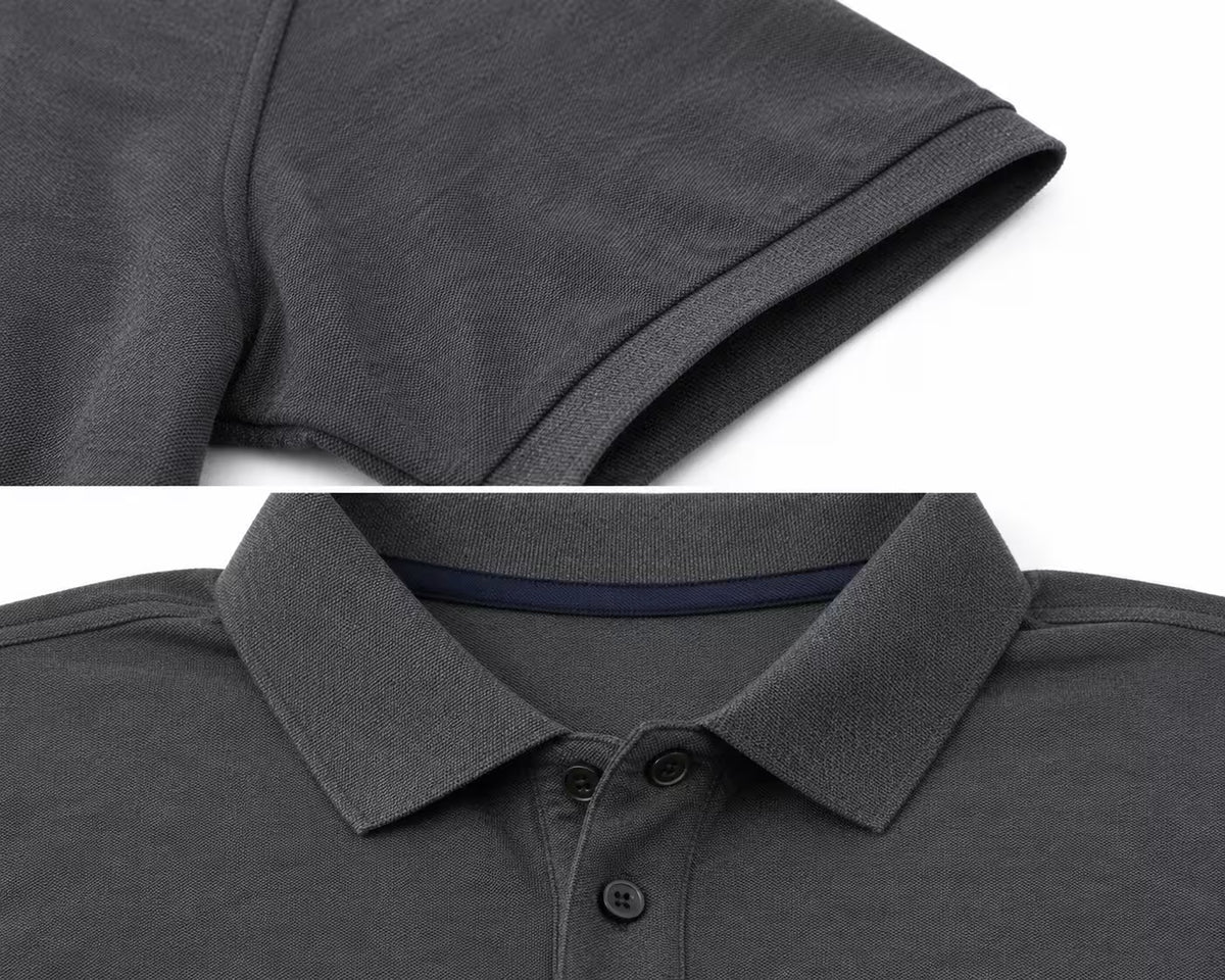 Charcoal Mélange 280 GSM polo T-shirt, product view