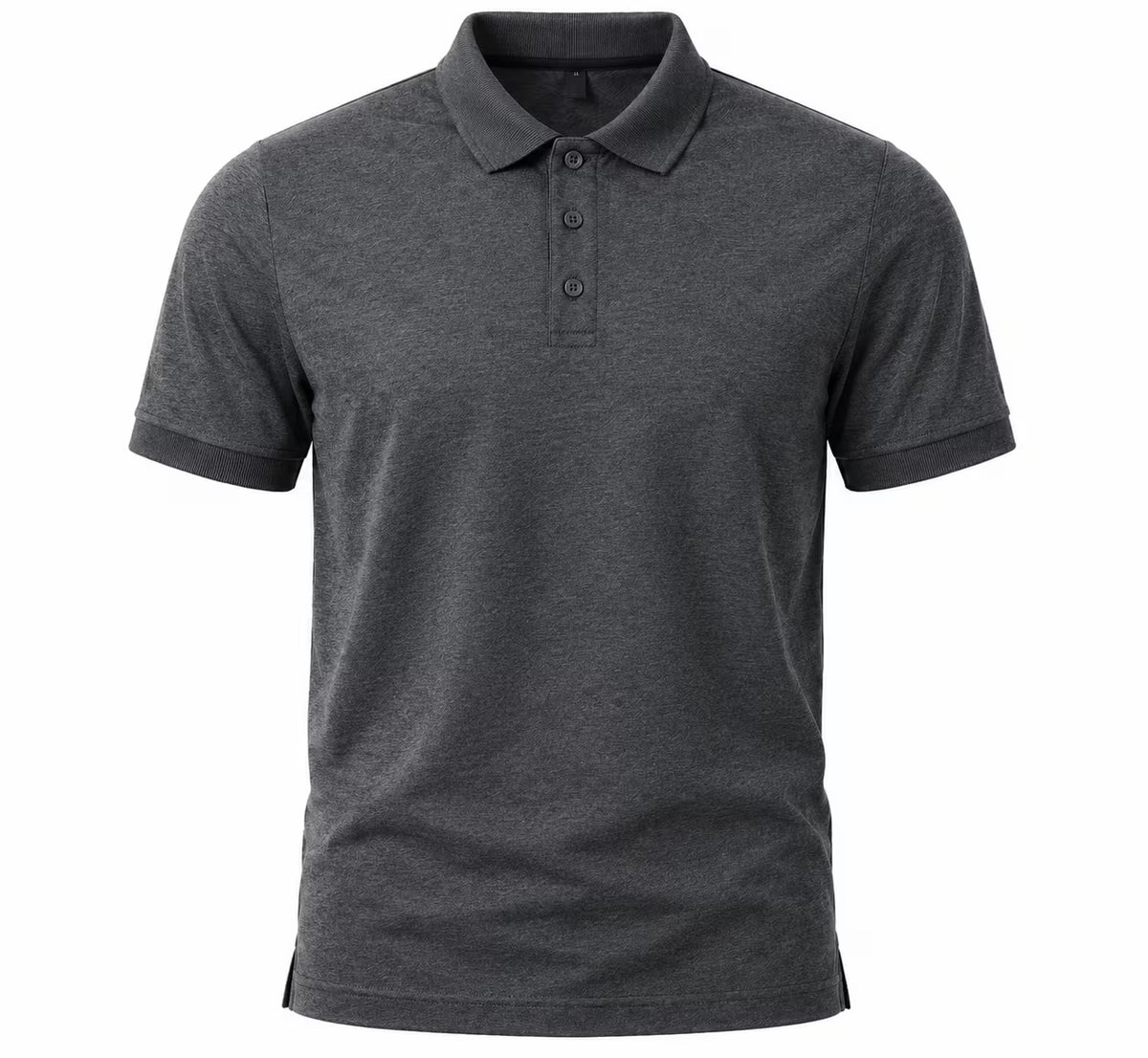 Charcoal Mélange 280 GSM polo T-shirt, product view