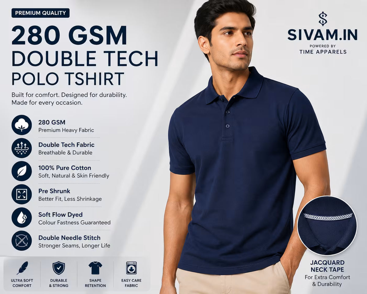 Navy 280 GSM polo T-shirt, product view