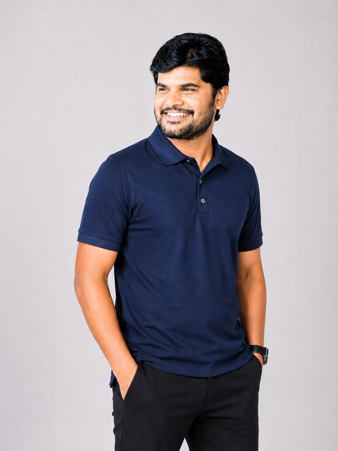 Navy Mercerized Polo T-Shirt 260 GSM