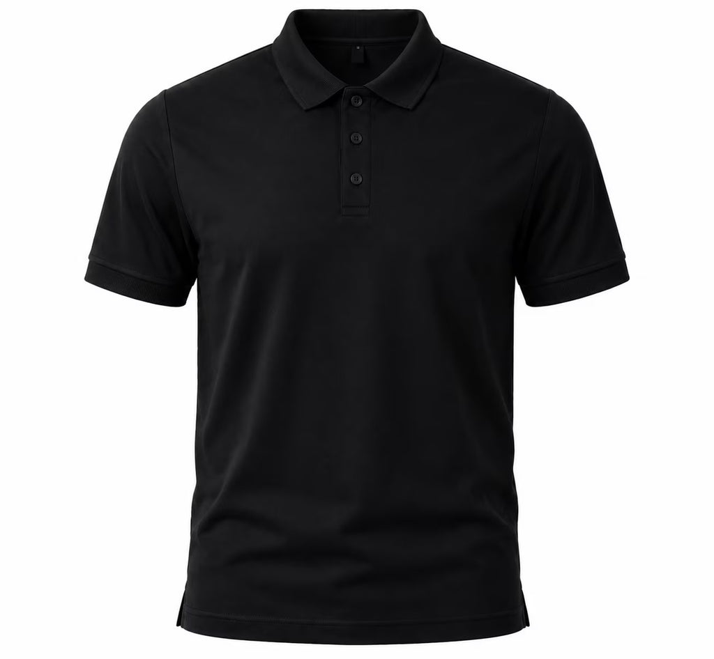 Premium 280 GSM Jet Black Polo T-Shirt back view