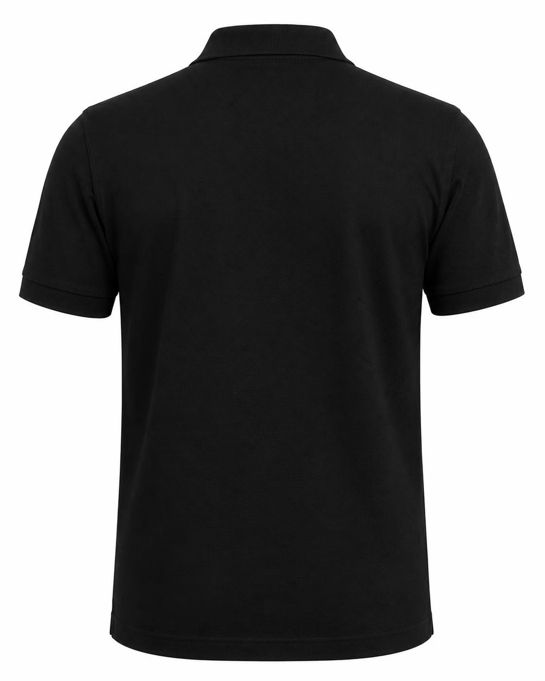 Premium 280 GSM Jet Black Polo T-Shirt fabric and collar detail