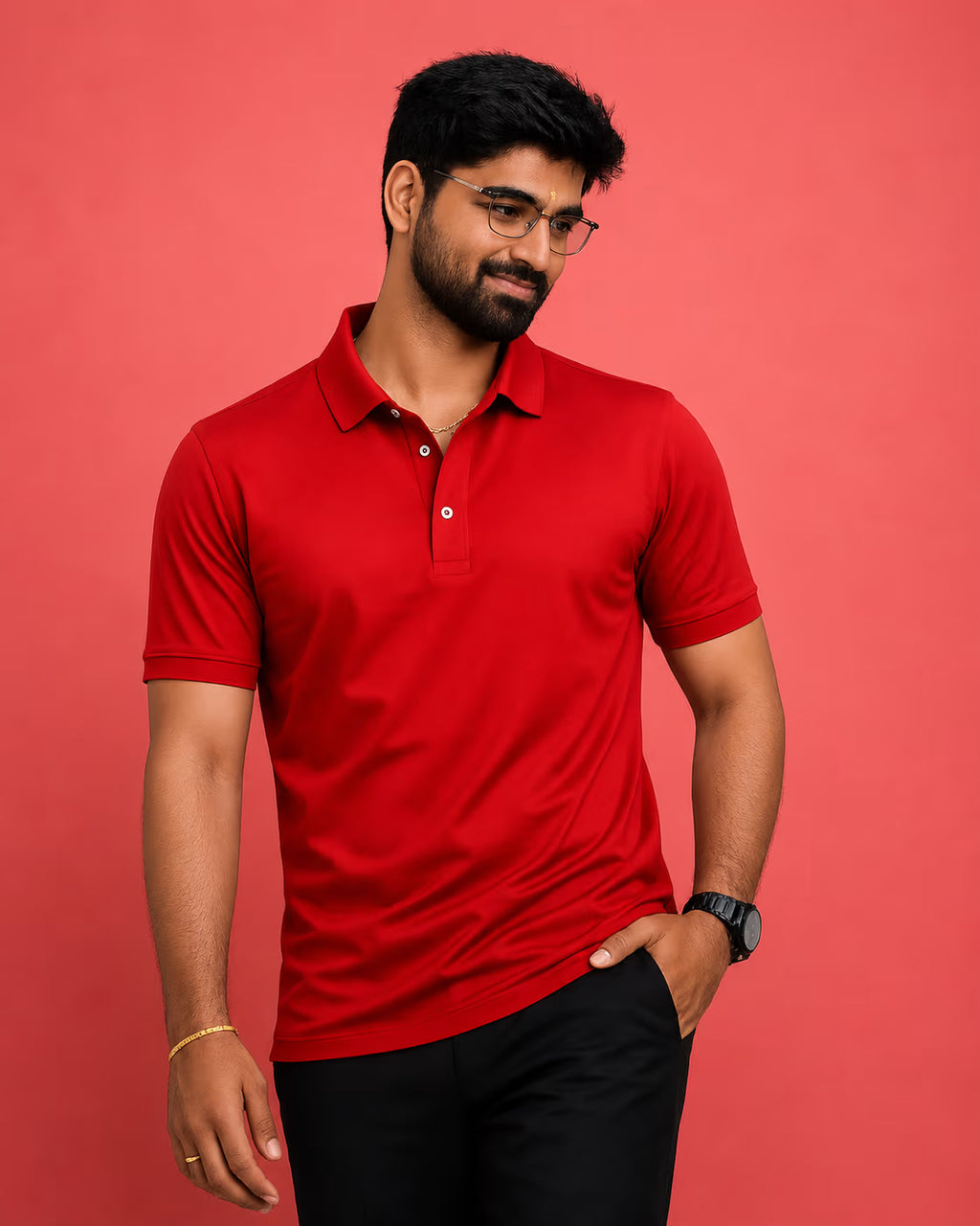 Red Mercerized Polo T-Shirt 260 GSM