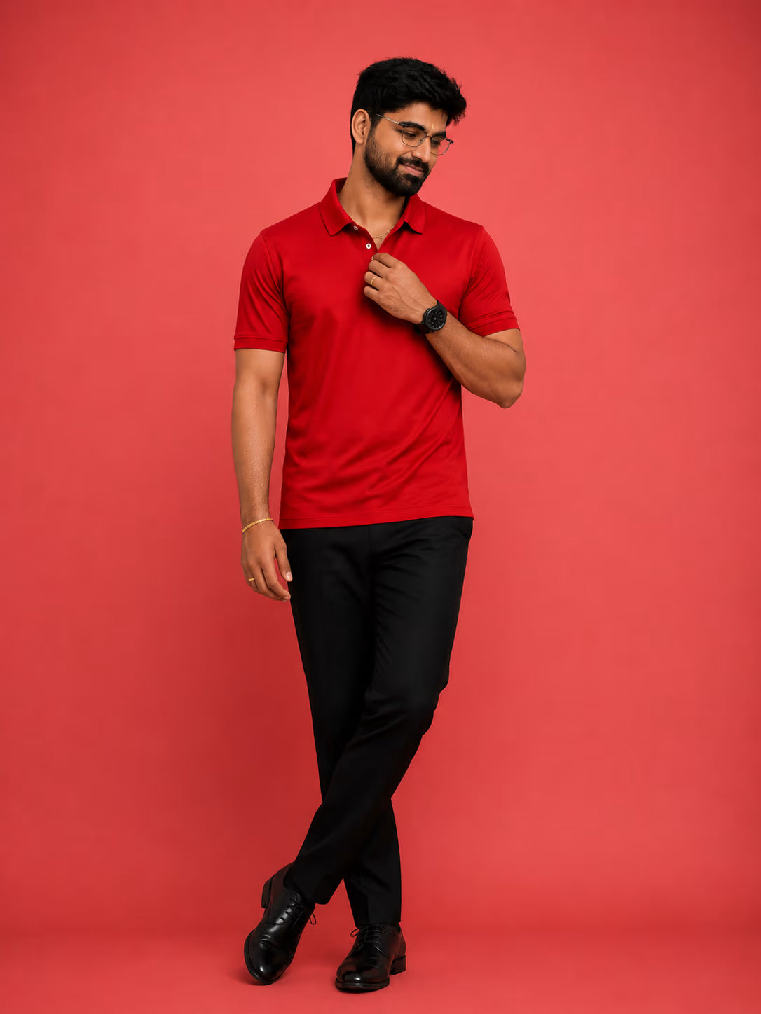Red Mercerized Polo T-Shirt 260 GSM