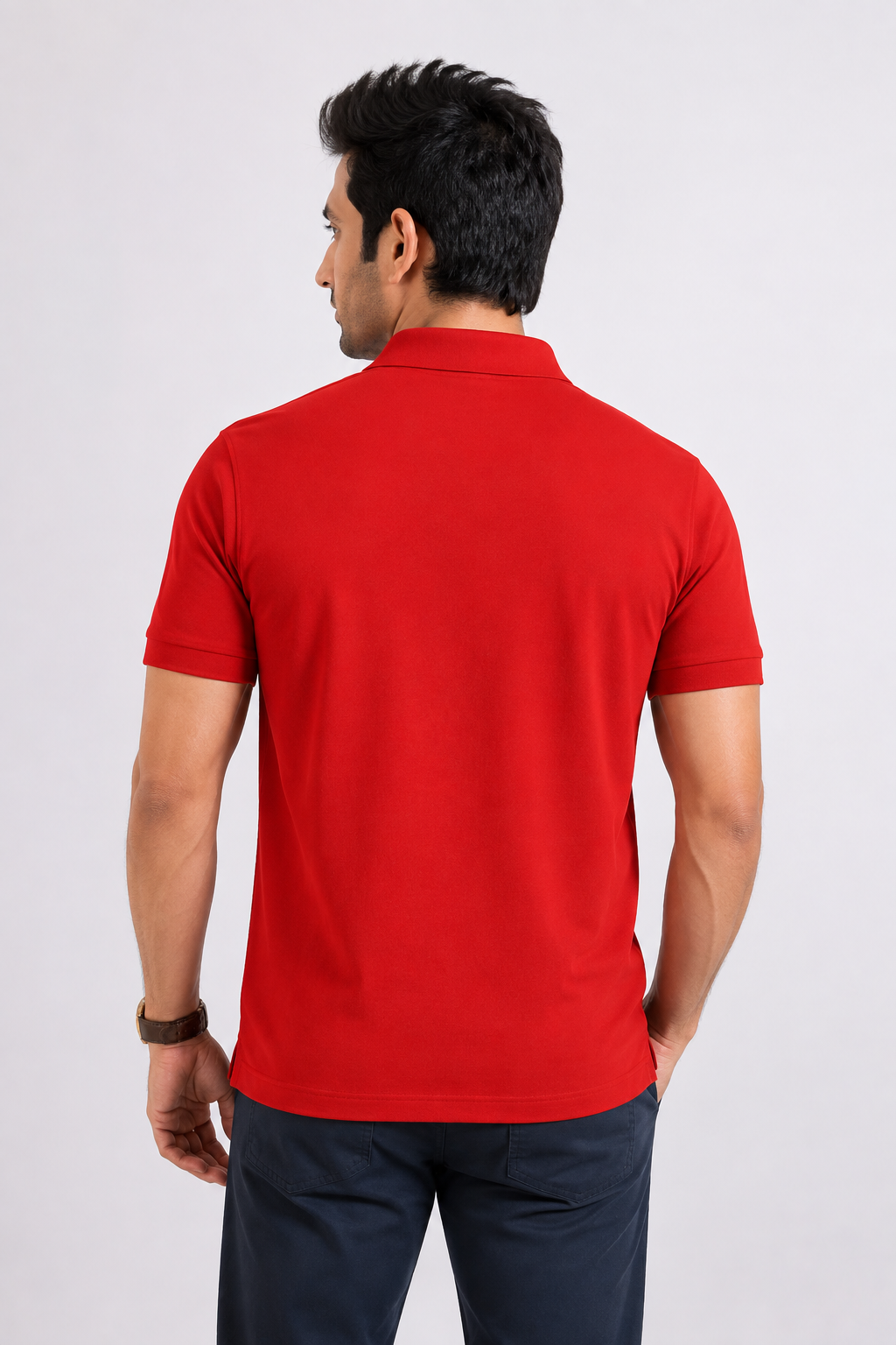 Red Poly Cotton Polo T-Shirt 60% Cotton 40% Polyester